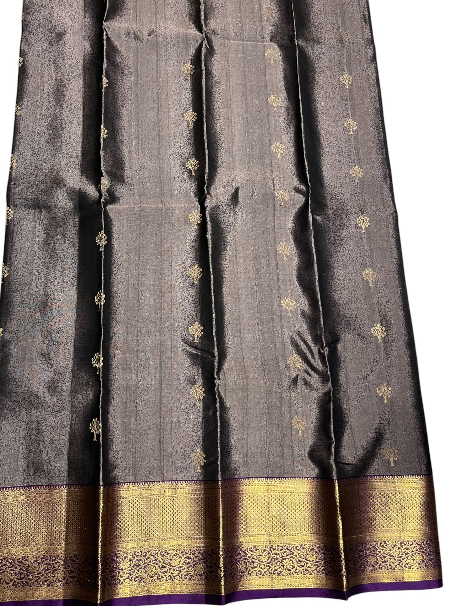 Southloom Pure Handloom Bridal Kanchipuram Silk Saree with Korvai Work (Brown& Violet)