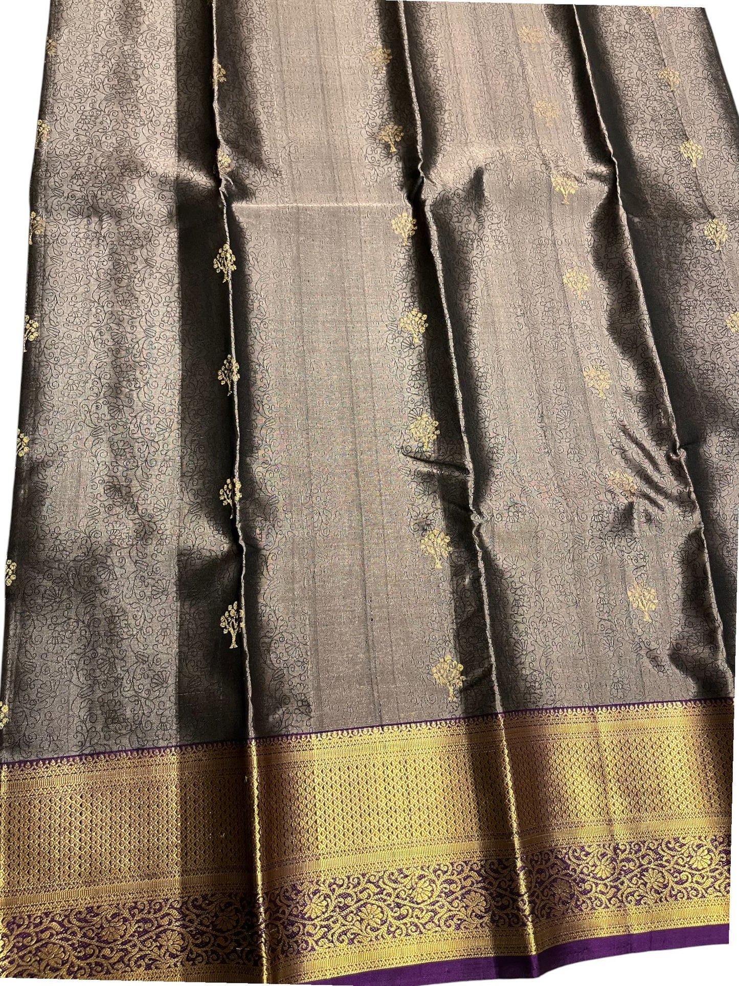 Southloom Pure Handloom Bridal Kanchipuram Silk Saree with Korvai Work (Brown& Violet)