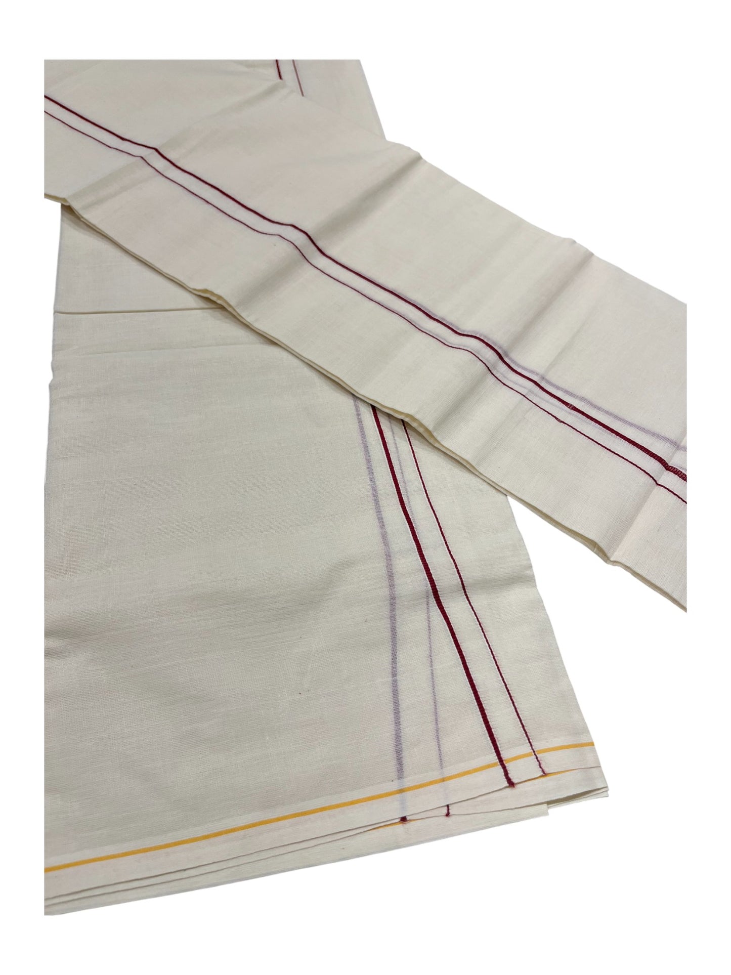 Kerala Cotton Mundum Neriyathum Single (Set Mundu) with Meroon Eerkkil Kara