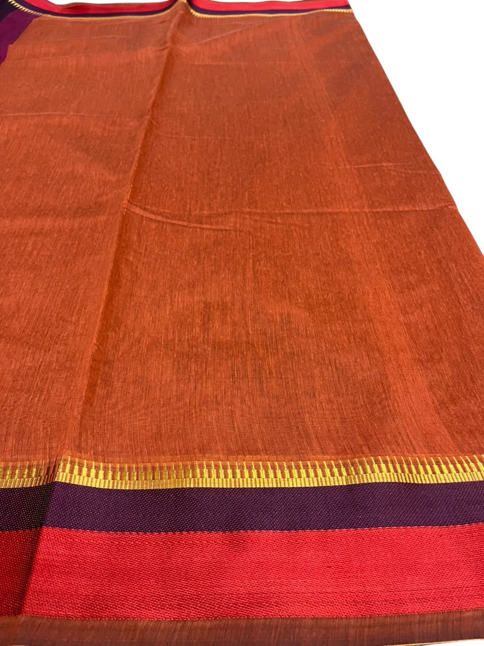 Southloom Maheshwari Cotton Saree With Temple Design on the Body and Borders In Magenta And Voilet SL471