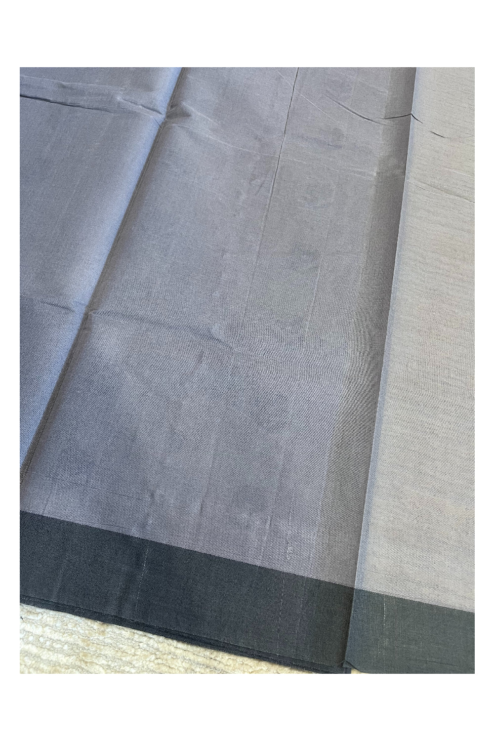 Southloom Kerala Cotton Saree with Floral Woven Works Across Body in Grey
