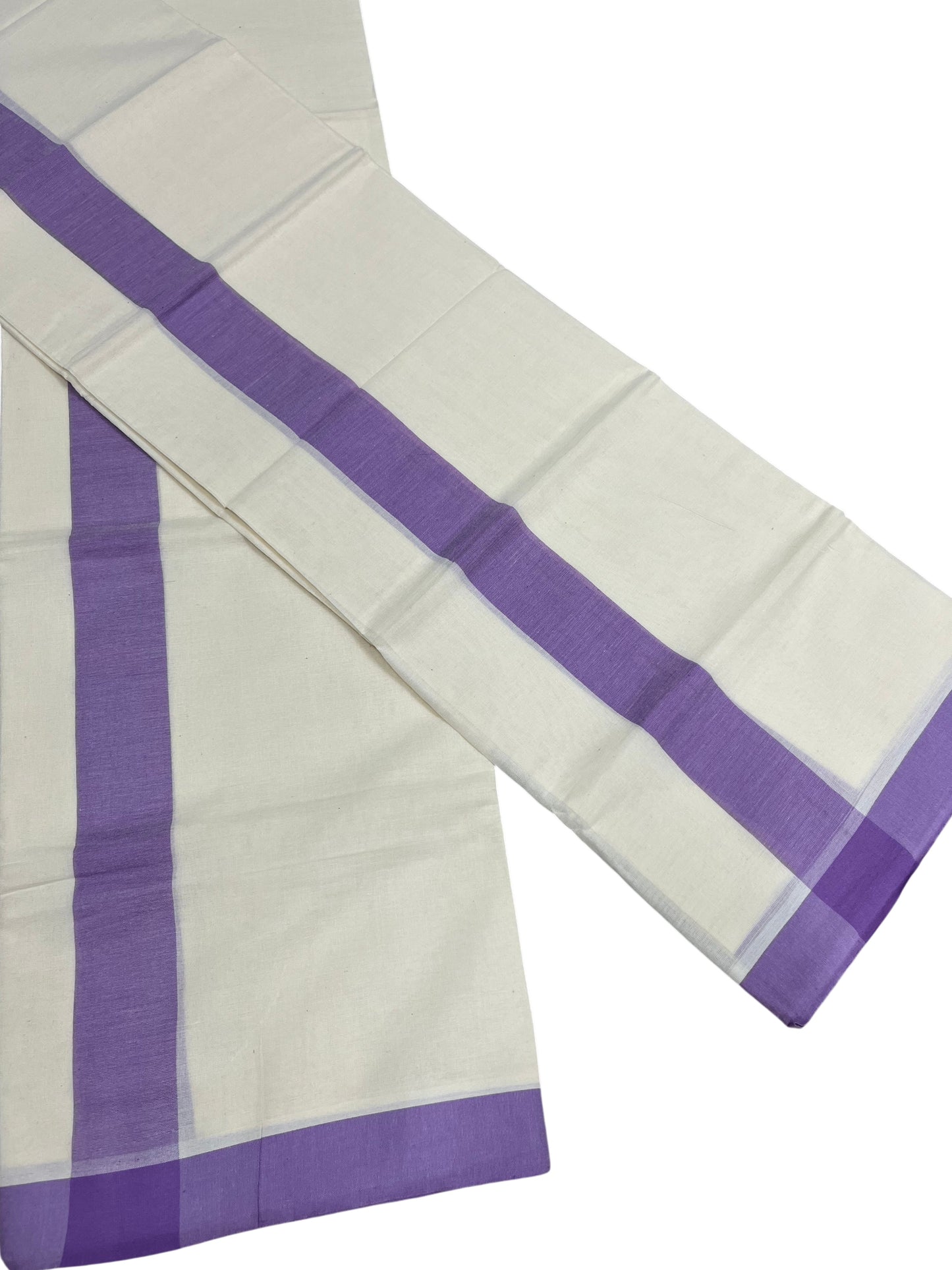Southloom Kerala Mulloth Cotton Single Mundum Neriyathum with Lavender Border