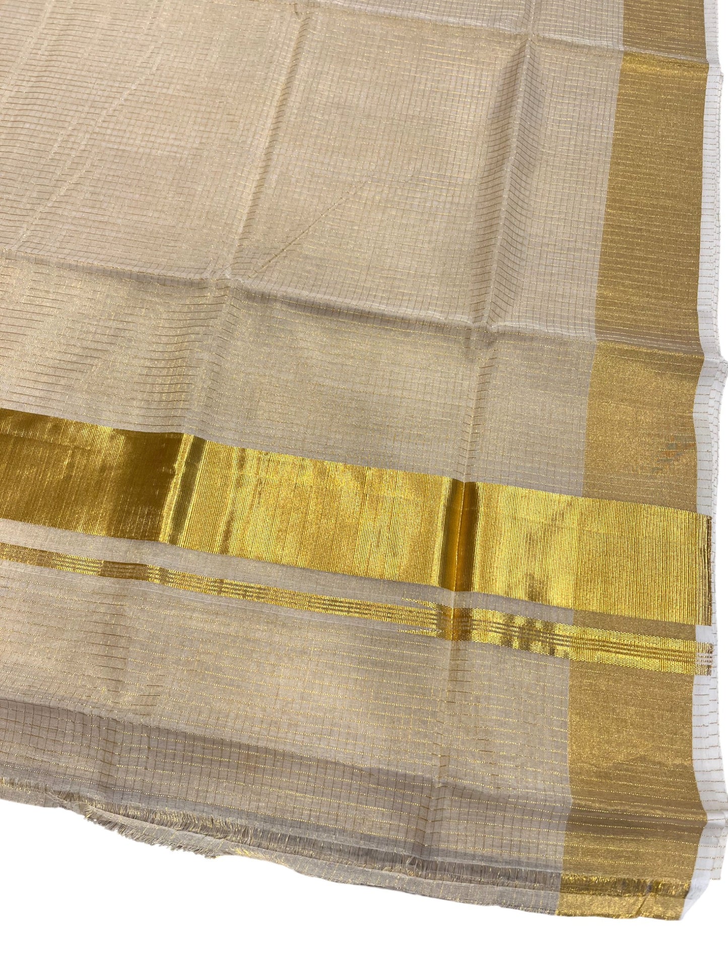 Southloom Super Premium Balaramapuram Unakkupaavu Handloom Tissue Saree with Micro Check Across Body