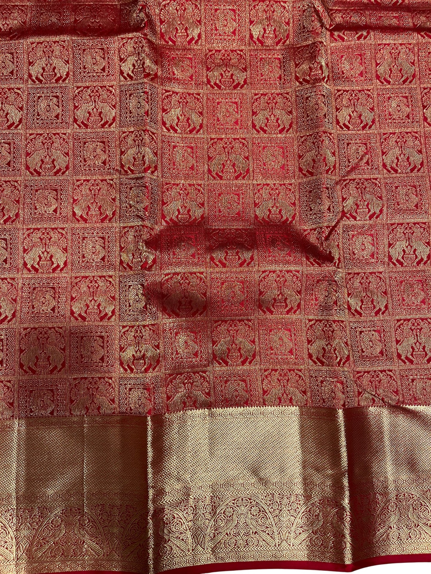 Southloom Pure Handloom Bridal Kanchipuram Silk Saree with Korvai Work