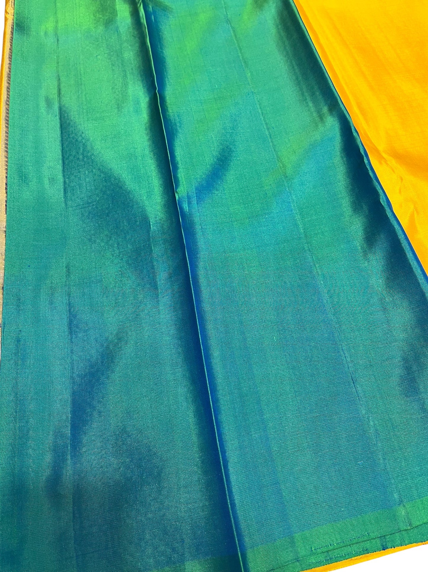 Southloom Premium Handloom Bridal Kanchipuram Silk Saree with Koravi Works (Yellow & Green)