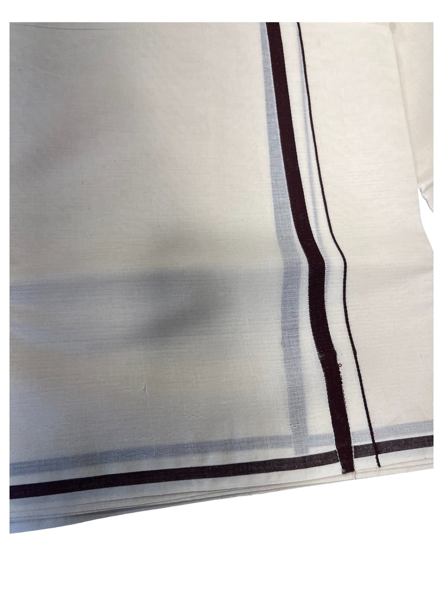 Southloom Kerala Pure Cotton Double Mundu with Brown puliyilakara (South Indian Dhoti)