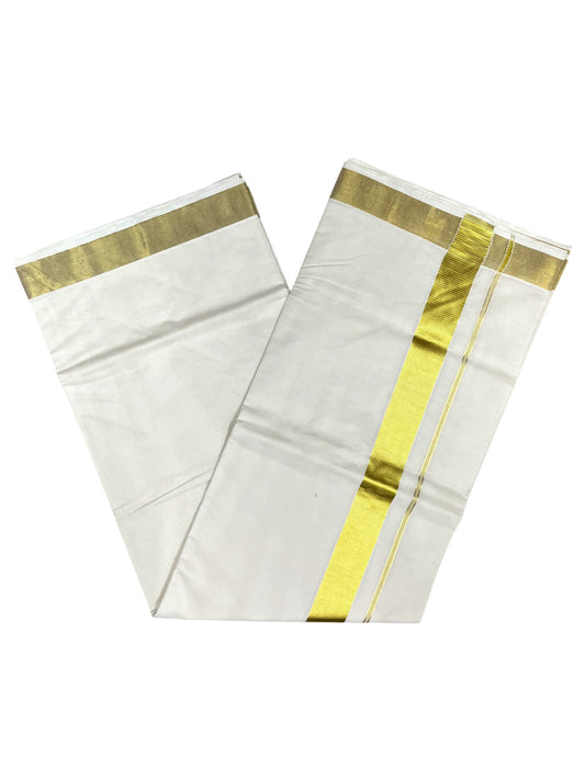 Southloom Pure Cotton Kerala Saree with 2 inch Gold Kasavu Border