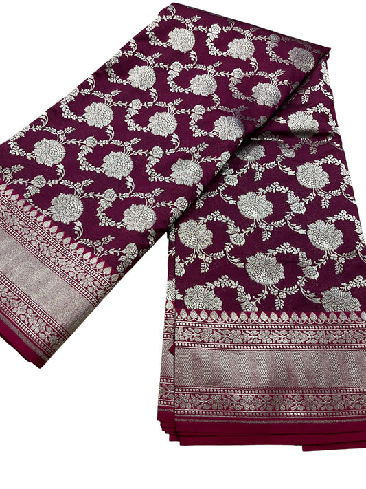 Southloom Pure Banarasi Silk Saree with Woven Work on Body and Borders (Purple & Magenta)