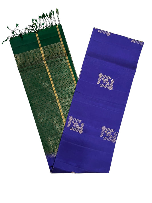Southloom Pure Handloom Kanchipuram Silk Saree with Butta Work (Violet & Green)
