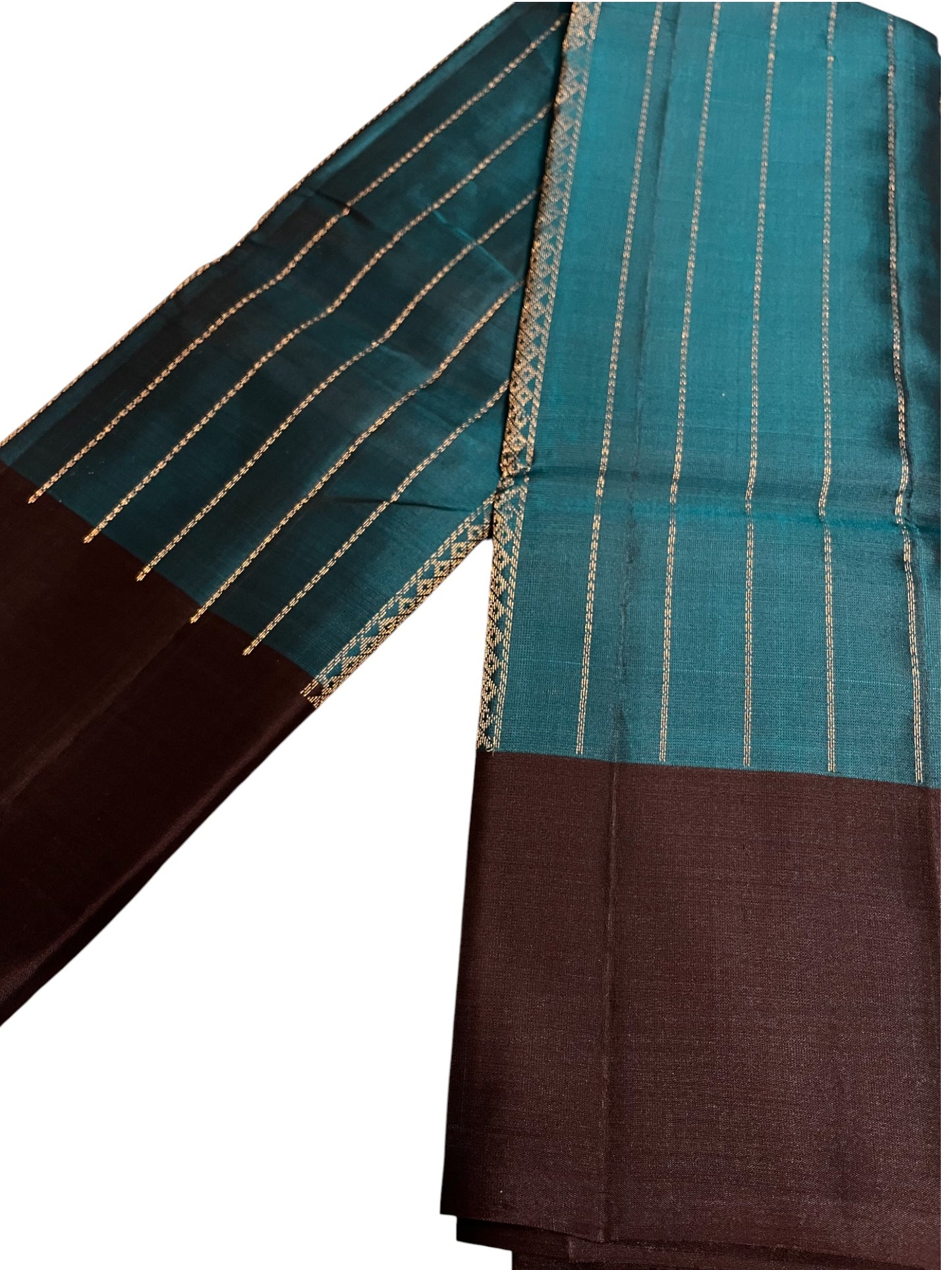 Southloom Pure Handloom Kanchipuram Silk Saree with Butta Work (Blue & Brown)