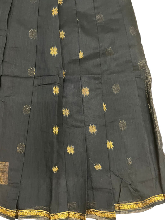 Southloom Kerala Cotton Kasavu Pavada Blouse with for Kids Black SL583