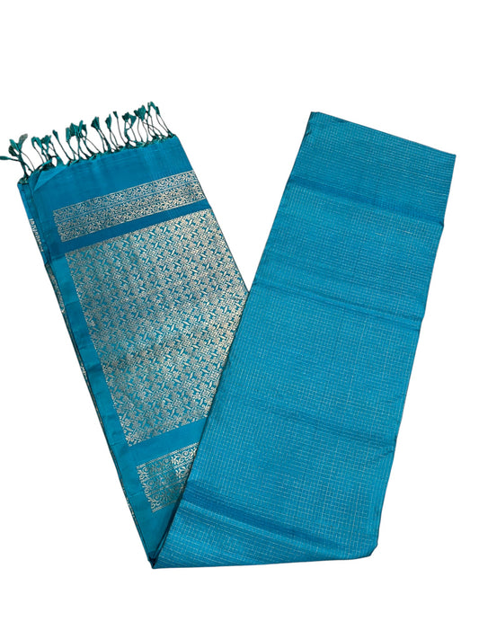 Southloom Pure Handloom Kanchipuram Silk Saree with Korvai Work (Blue)