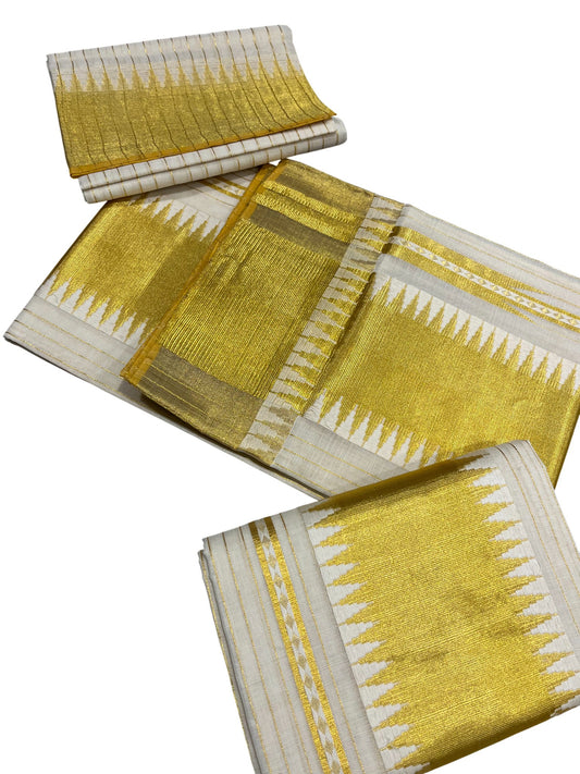 Southloom Premium Handloom Set Mundu with Kasavu and Golden Border (2.80 Mtr)