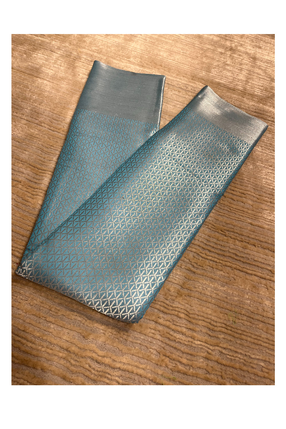 Southloom Banarasi Silver Zari Brocade Work Silk Saree in Blue Pastel Shade