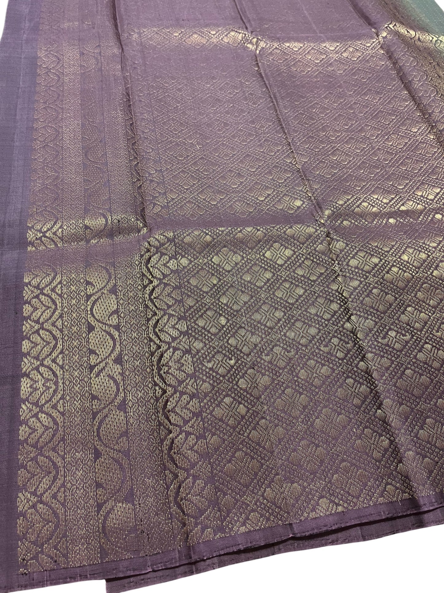 Southloom Pure Handloom Bridal Kanchipuram Silk Saree with Korvai Work(Gray & Lavander)
