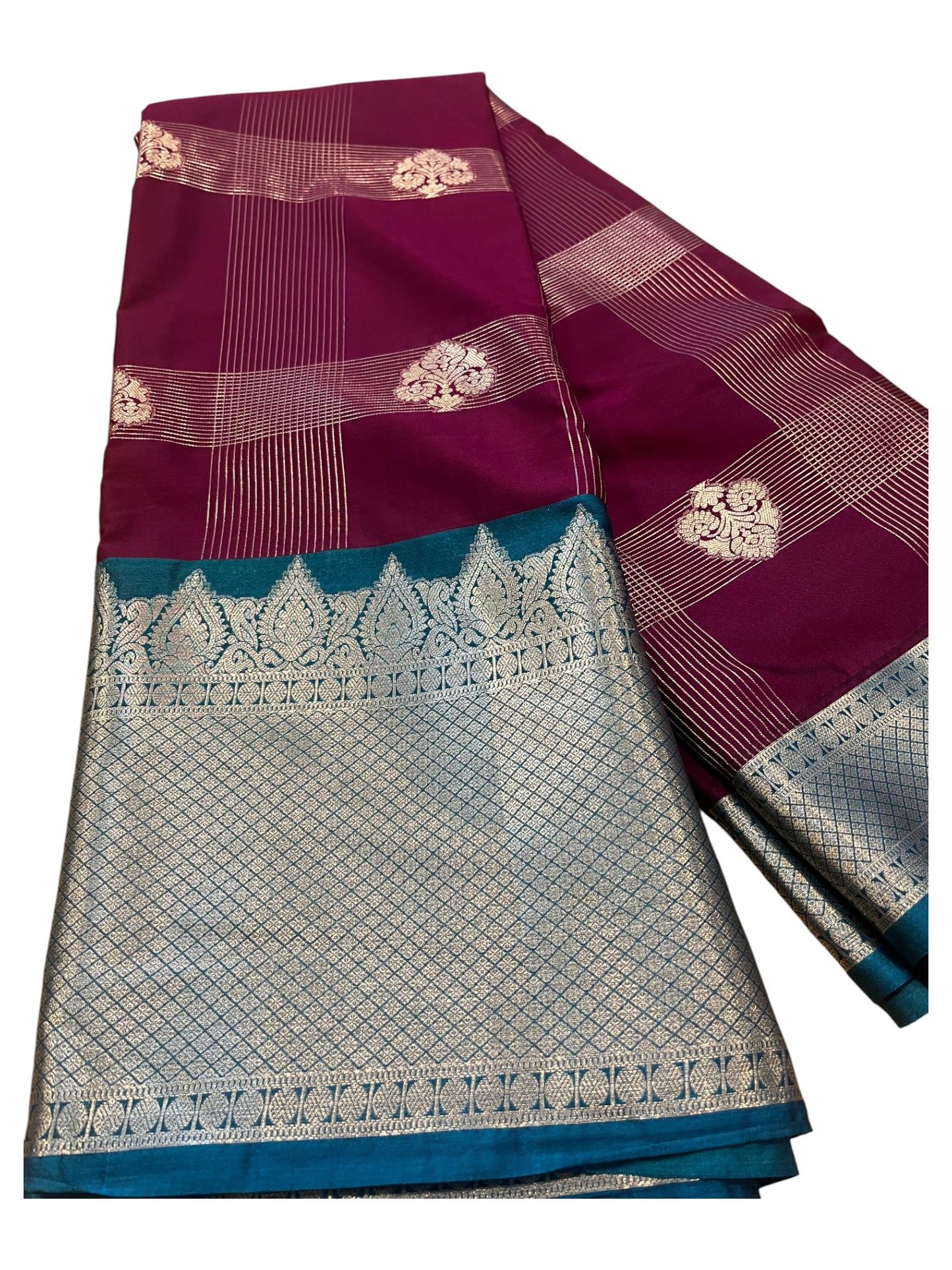 Southloom Banarasi Semi Silk Saree with Woven Work on Body(Purple)