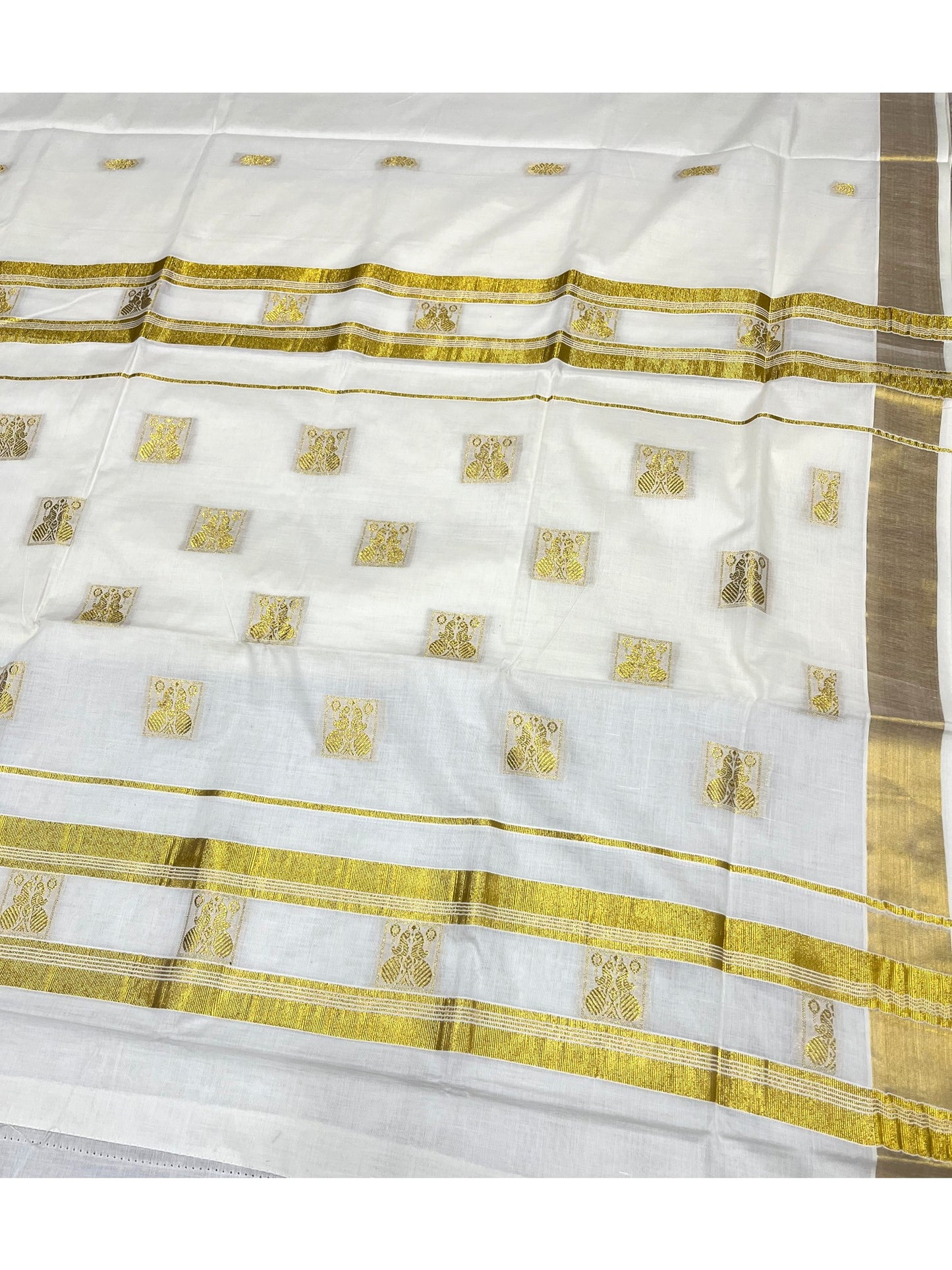 Southloom Kerala Pure Cotton Saree with Peacock Woven Work on Body