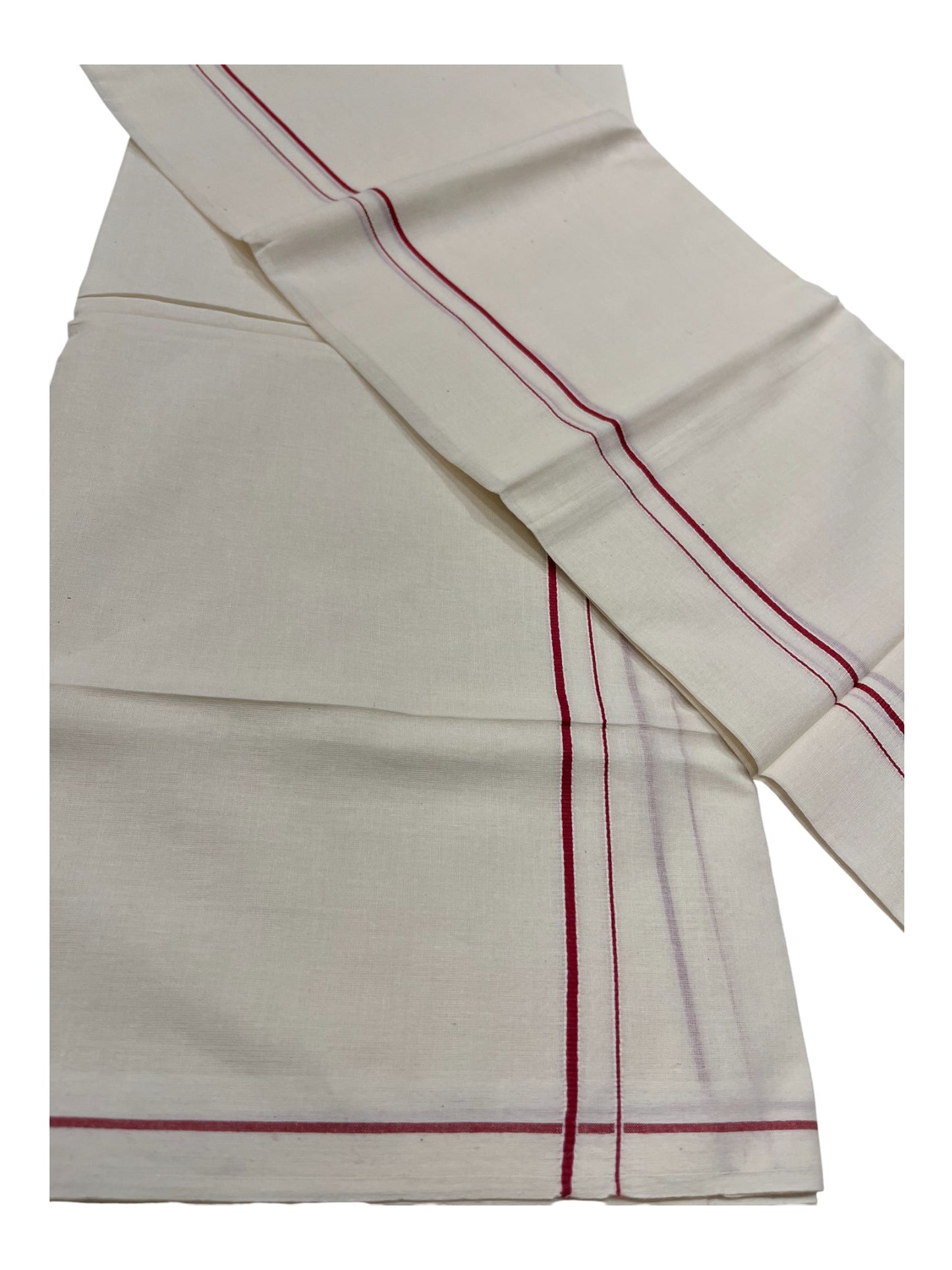 Kerala Cotton Mundum Neriyathum Single (Set Mundu) with Meroon Eerkkil Kara