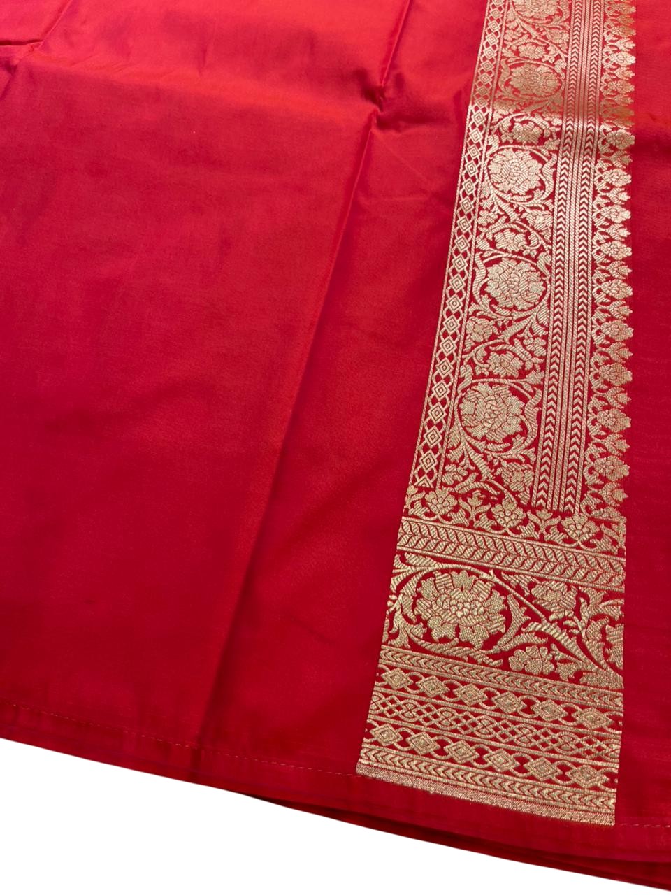 Southloom Pure Banarasi Silk Saree with Woven Work on Body and Borders (Pink & Orange)