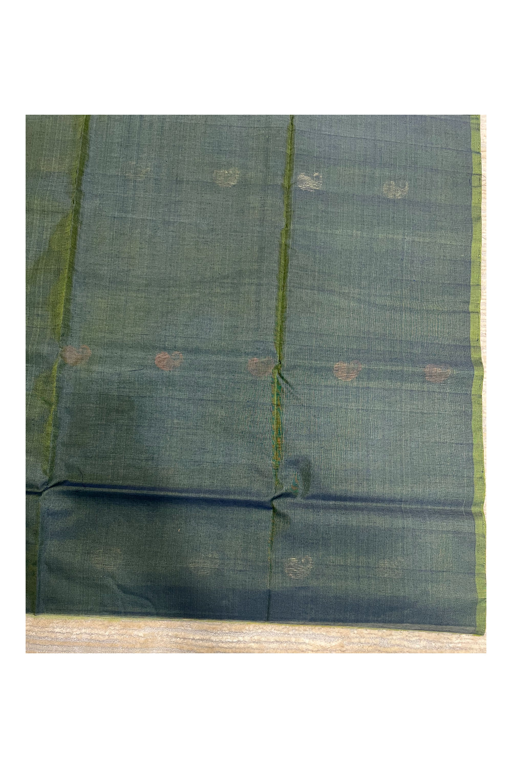 Southloom Pure Handloom Cotton Silk Saree With Handwoven Work Across Body and Blouse in Blue And Green
