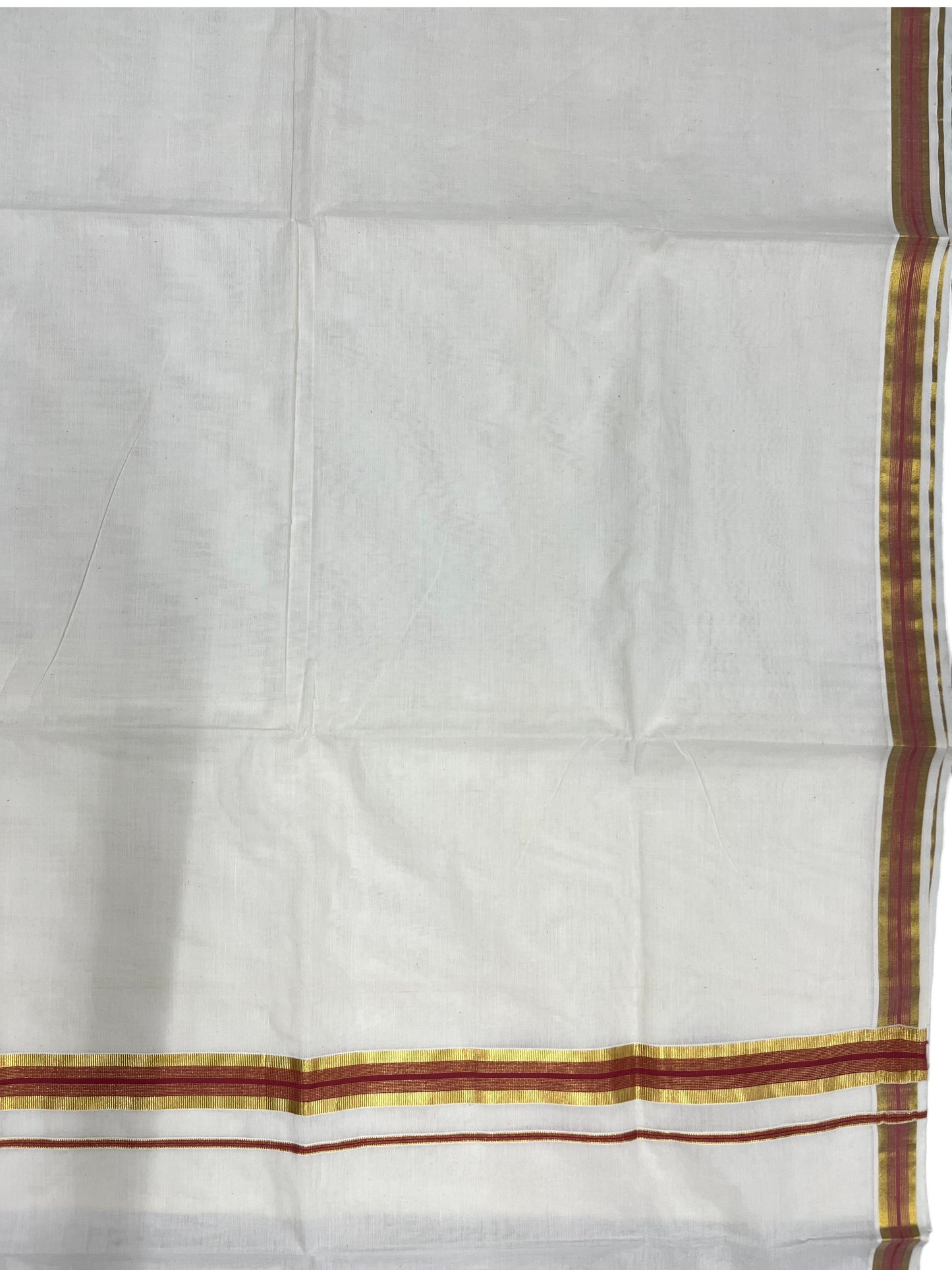 Southloom Pure Cotton Kerala Saree with Kasavu and Brike Red Border
