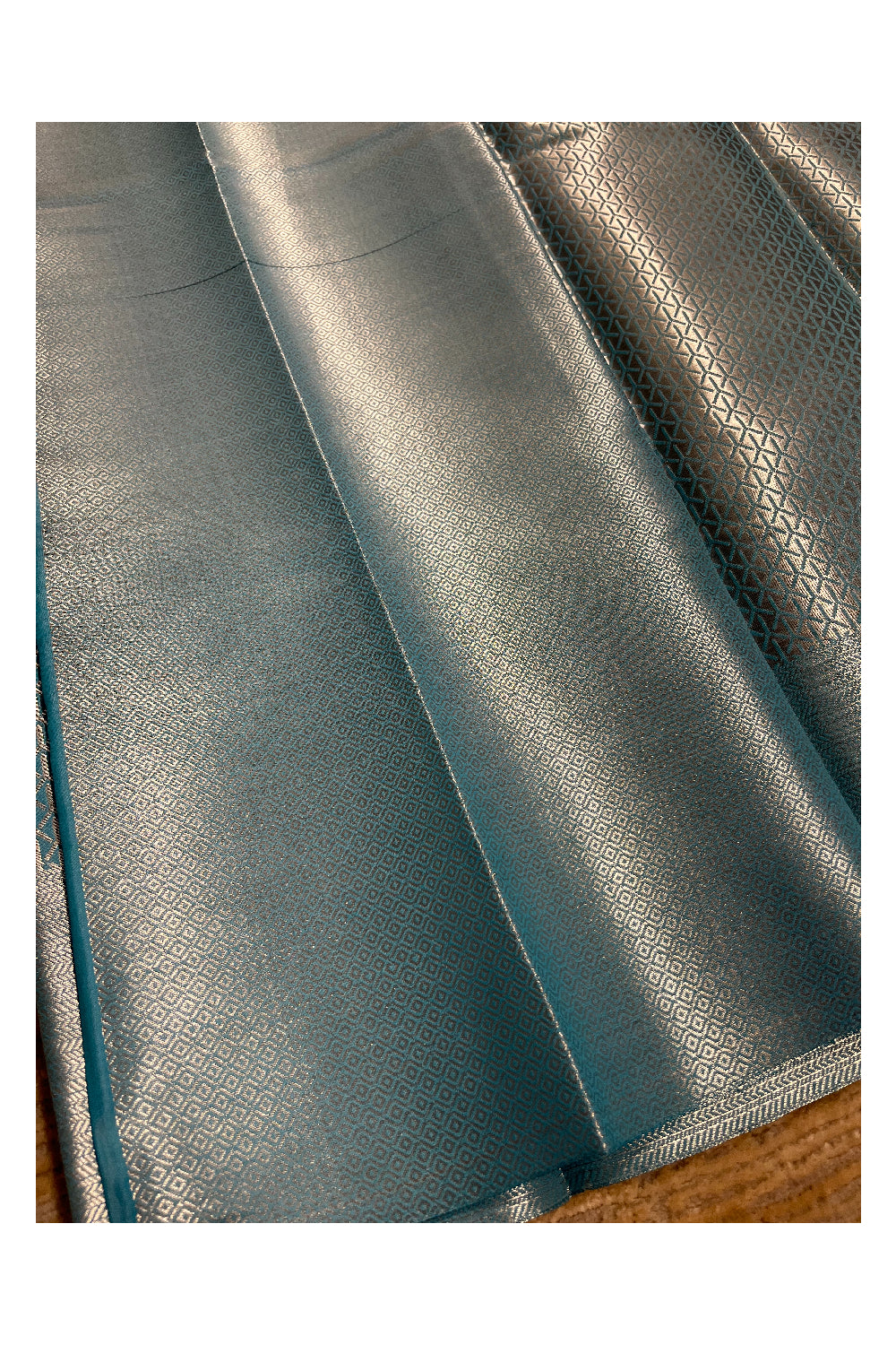 Southloom Banarasi Silver Zari Brocade Work Silk Saree in Blue Pastel Shade