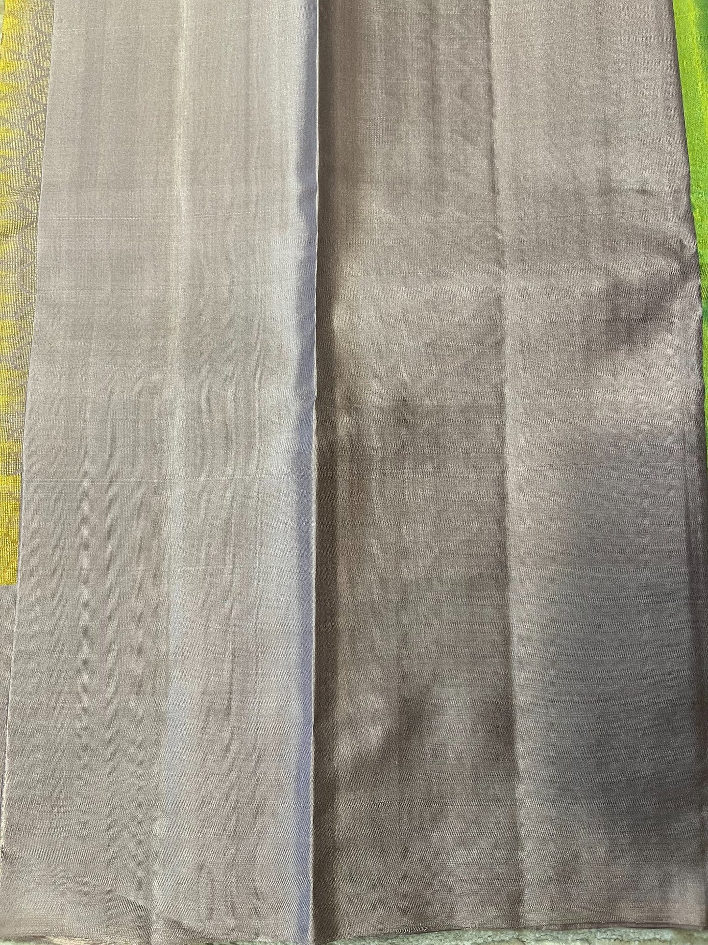 Southloom Pure Handloom Bridal Kanchipuram Silk Saree with Korvai Work (Green & Grey)