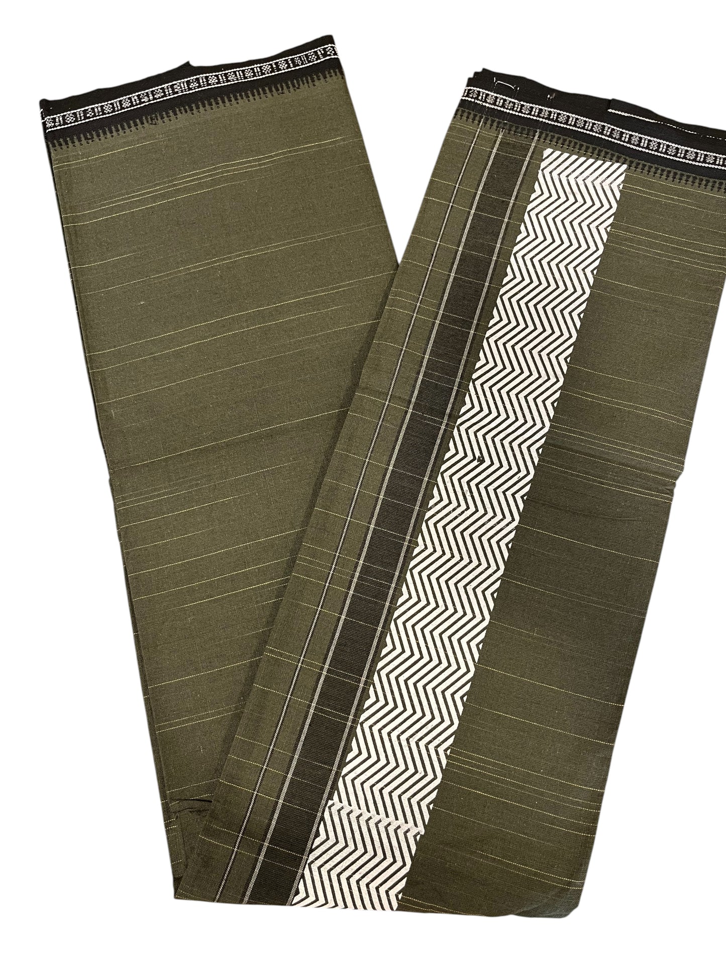 Southloom Green Printed Single Mundu / Otta Mundu / Lungi (South Indian Kerala Dhoti)