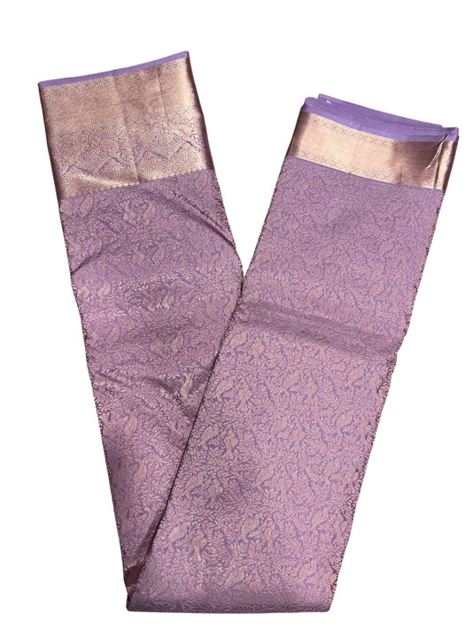 Southloom Pure Handloom Bridal Kanchipuram Silk Saree with Korvai Work (Lavendar)