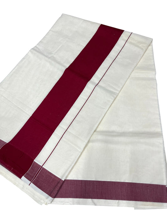 Southloom Kerala Pure Cotton Plain Kasavu Saree with Maroon Border