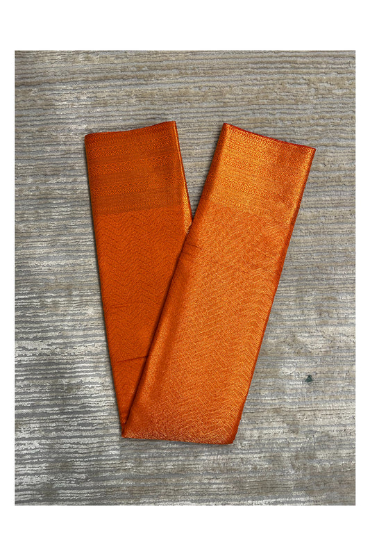 Southloom Brocade Silk Bridal Saree WIth Woven Borders And Blouse Piece in Red and Gold