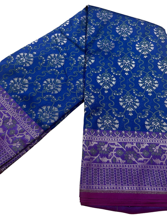 Southloom Pure Banarasi Silk Saree with Woven Work on Body and Borders (Blue)