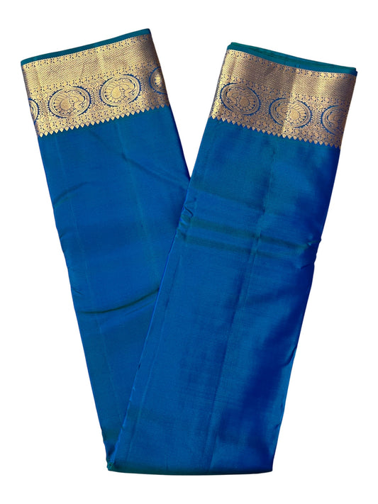 Southloom Pure Handloom Bridal Kanchipuram Silk Saree with Korvai Work (Blue)