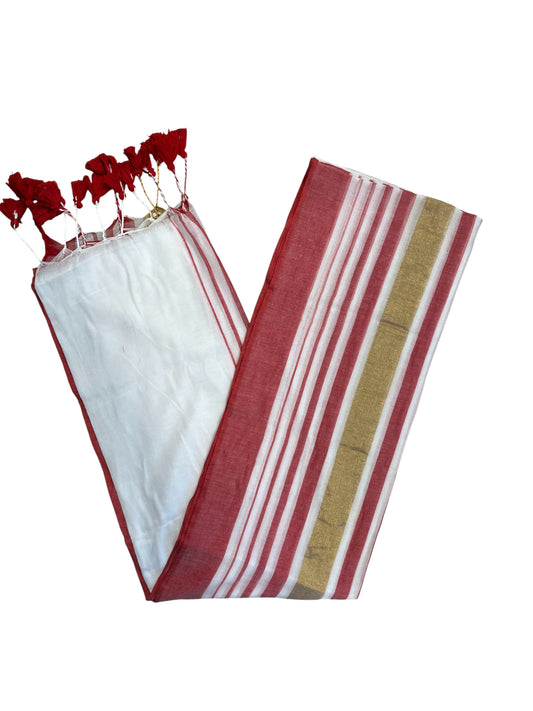 Southloom Mul Cotton 120 x 120 Soft Fabric Saree in Red Colour