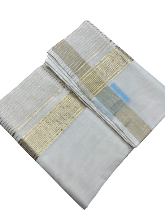Southloom Premium Handloom Cotton Double Mundu with Gold Kasavu Border