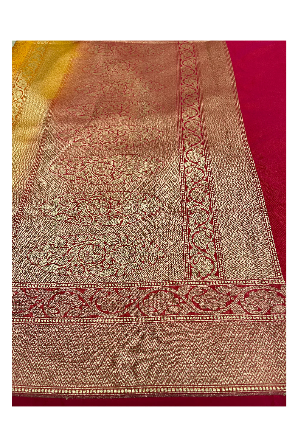 Southloom Banarasi Georgette Woven Work Saree in Magenta