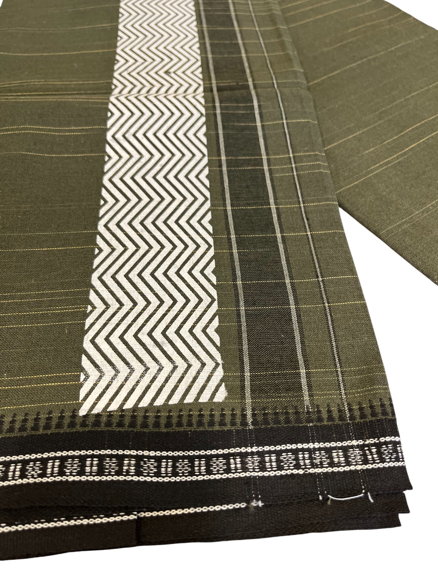 Southloom Green Printed Single Mundu / Otta Mundu / Lungi (South Indian Kerala Dhoti)