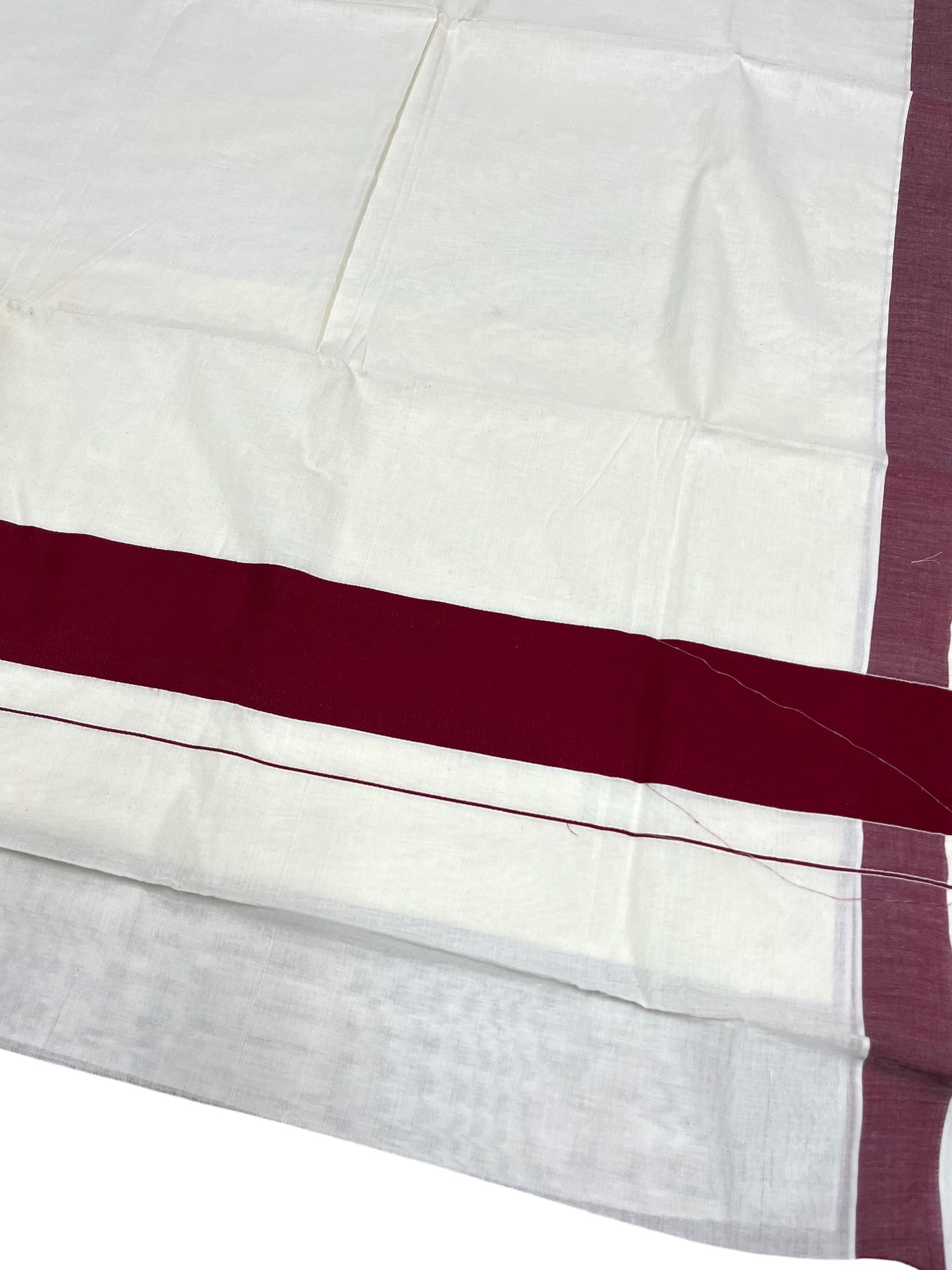 Southloom Kerala Pure Cotton Plain Kasavu Saree with Maroon Border