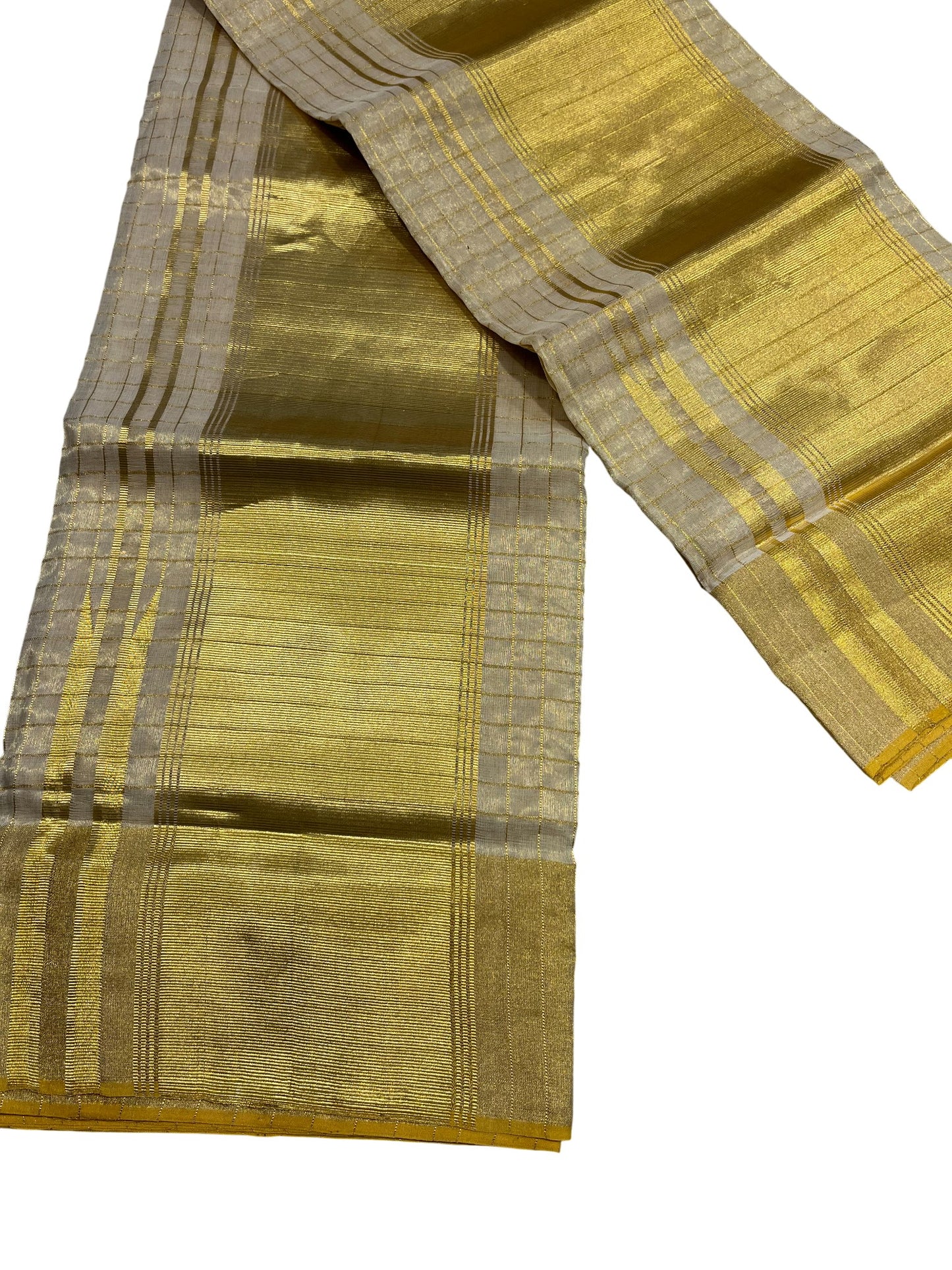 Southloom Premium Handloom Set Mundu with Kasavu and Golden Border (2.80 Mtr)