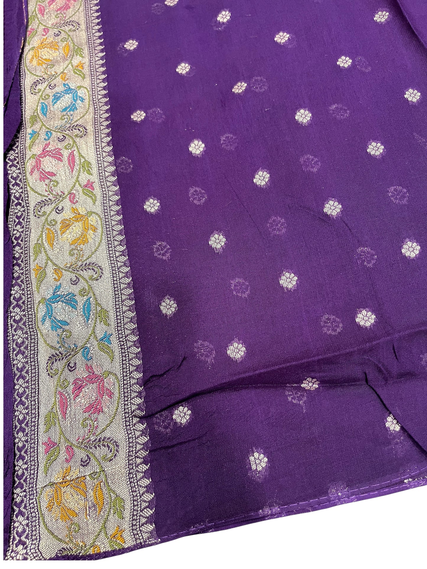 Southloom Banarasi Silk Saree with Woven Work on Body and Borders (Orange & Violet)