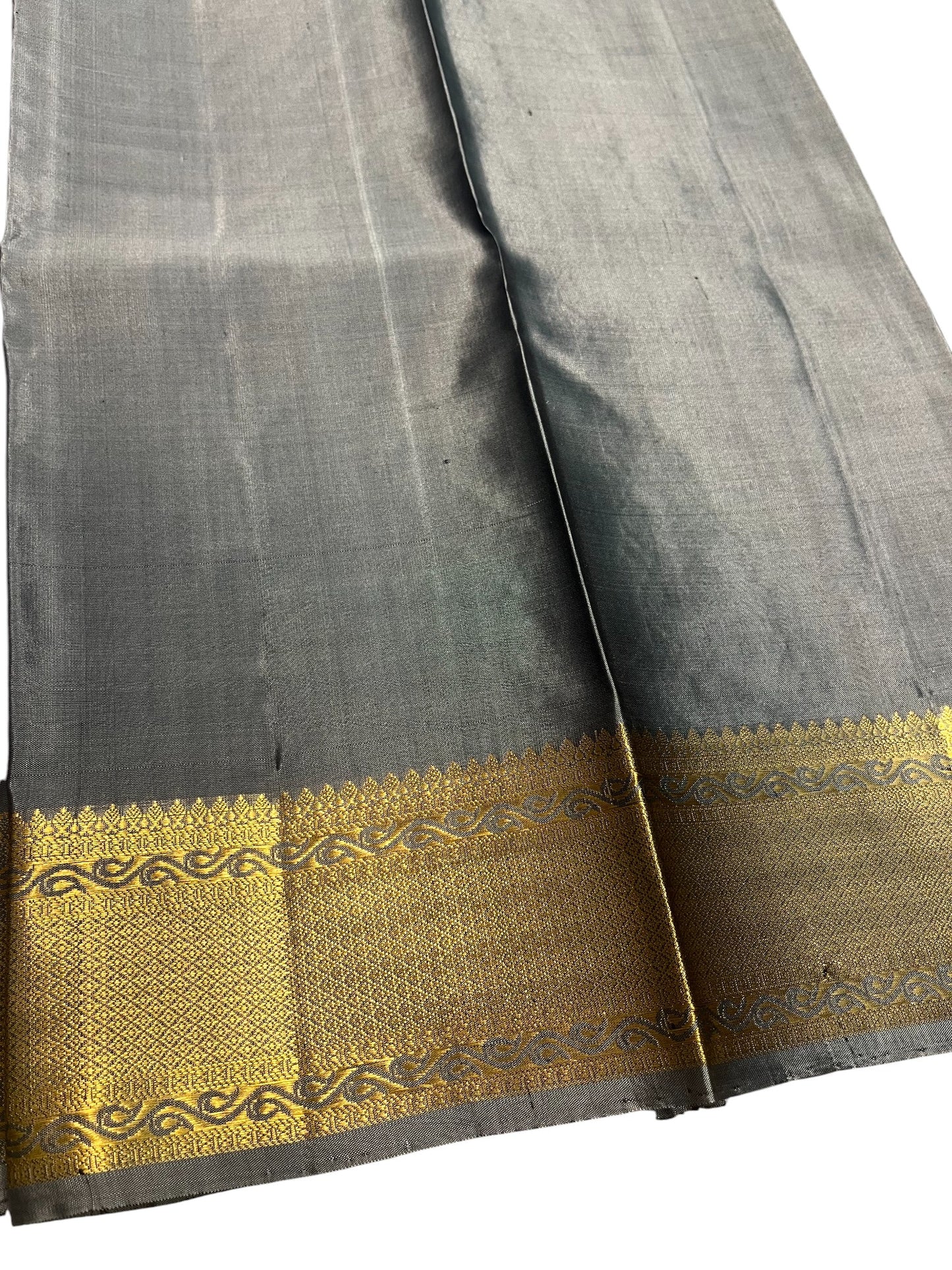 Southloom Pure Handloom Bridal Kanchipuram Silk Saree with Korvai Work(Gray & Lavander)