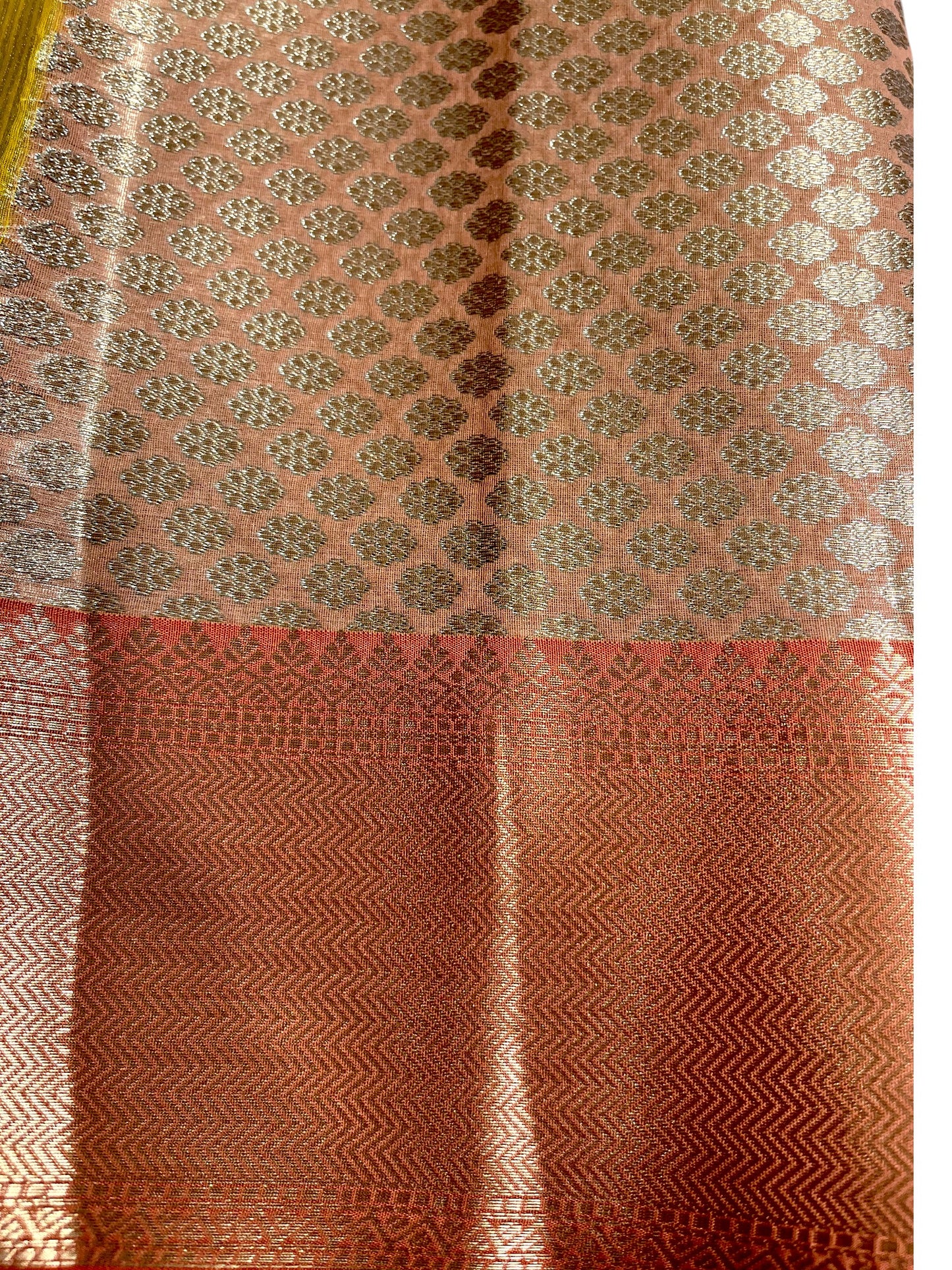 Southloom Tissue Banarasi Silk Saree with Woven Work on Body and Borders (Yellow)