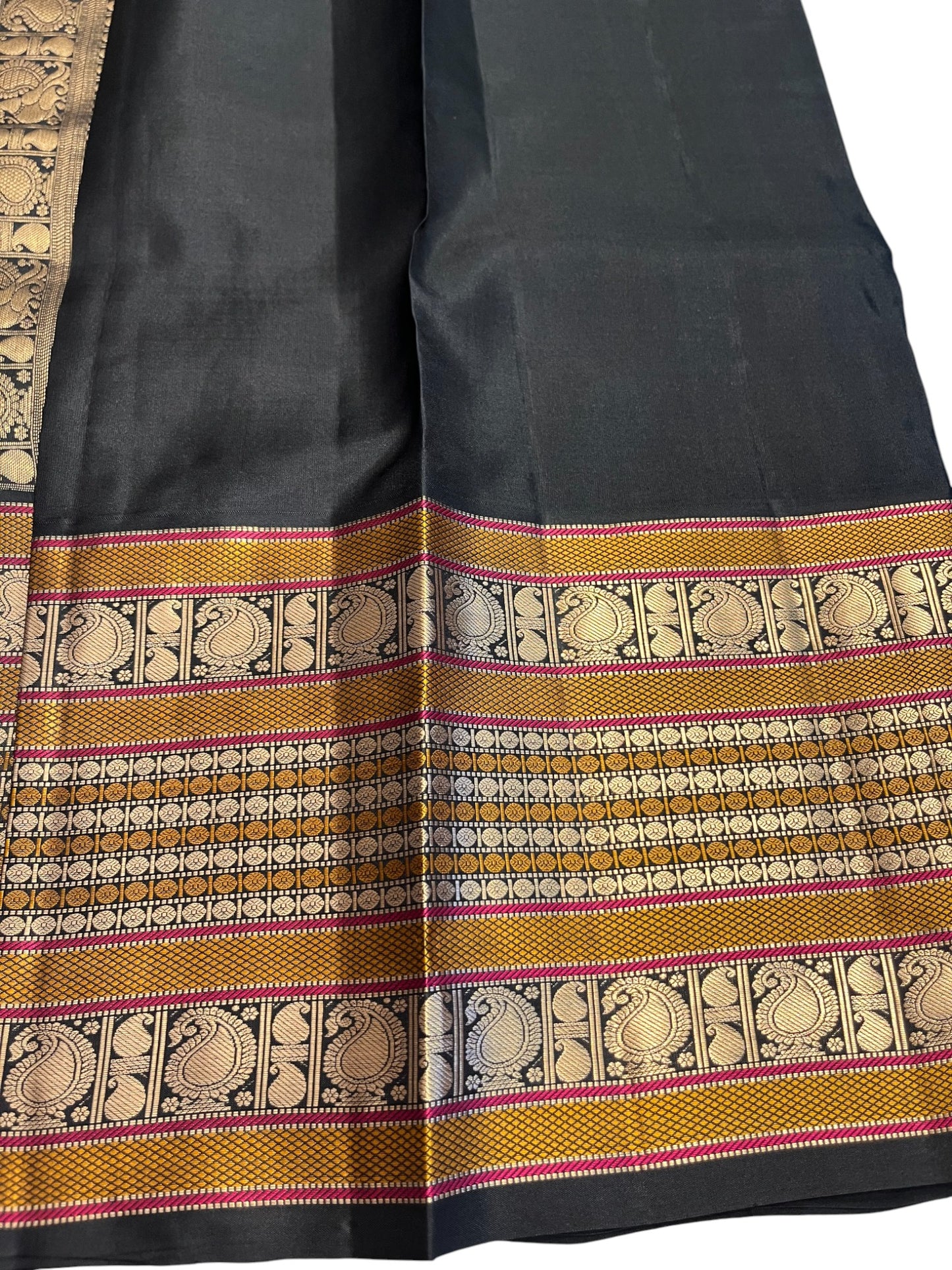Southloom Pure Handloom Bridal Kanchipuram Silk Saree with Korvai Work (Blue& Black)