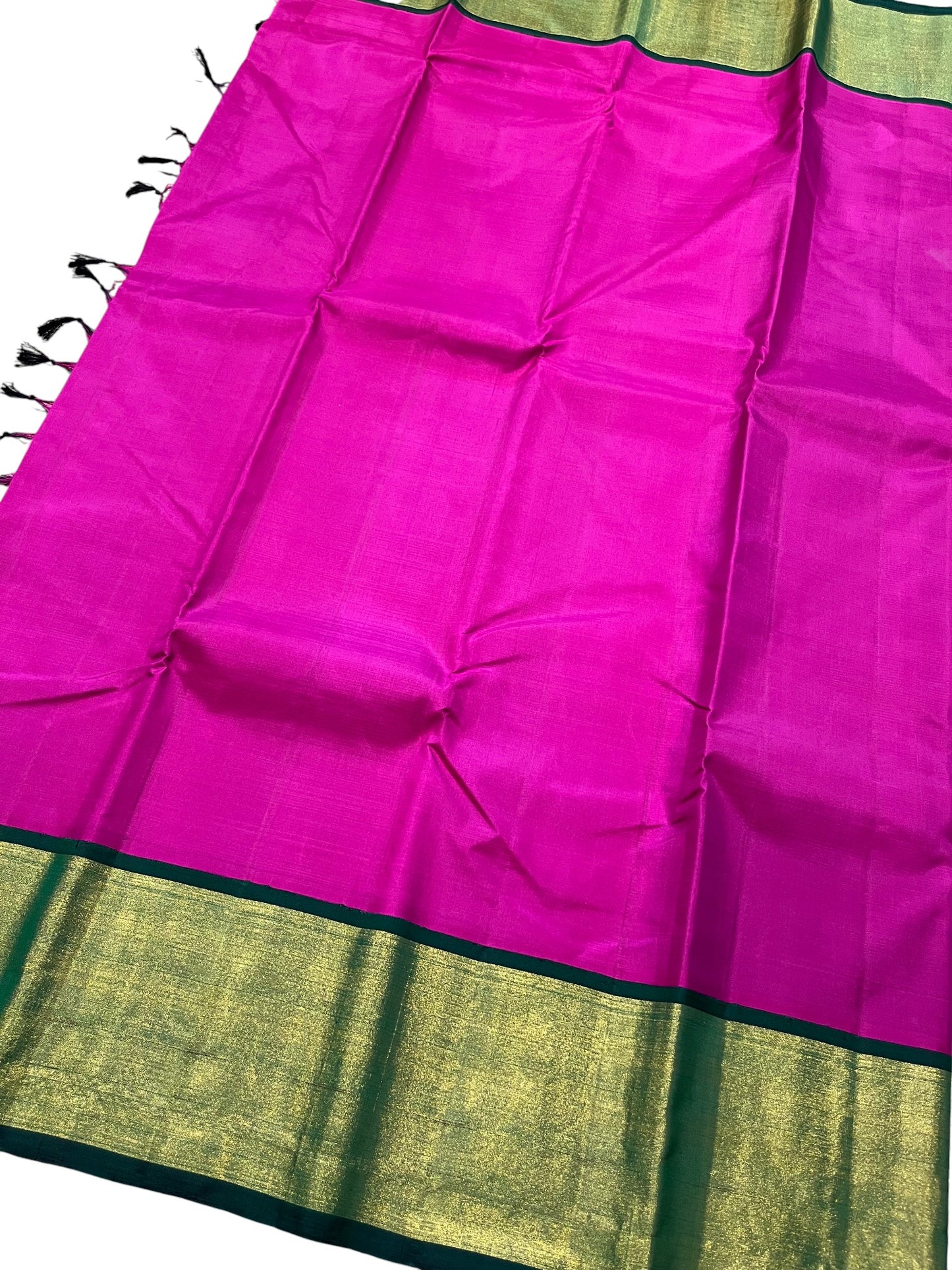 Southloom Premium Bridal Handloom Kanchipuram Silk Saree With Korvai Works (Magenta)
