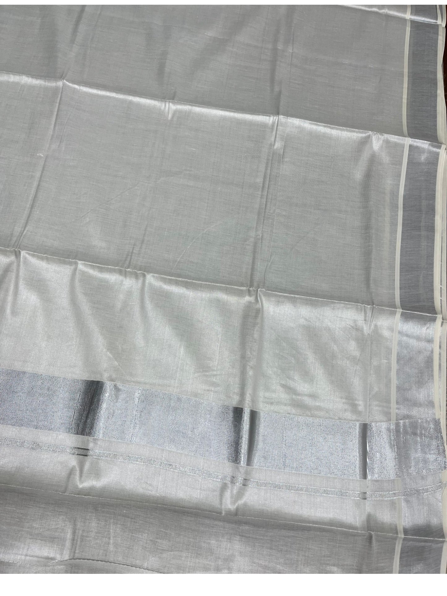Southloom Kerala Tissue Silver Kasavu Saree