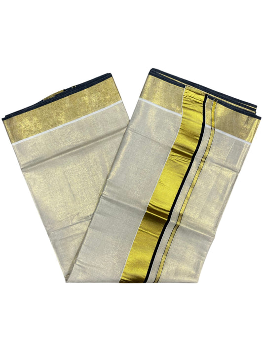 Southloom Kerala Tissue Kasavu Plain Saree With Black Border
