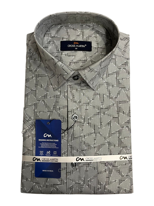 Southloom Pure Cotton Gray Printed Shirt SLSHIRT 38 HS