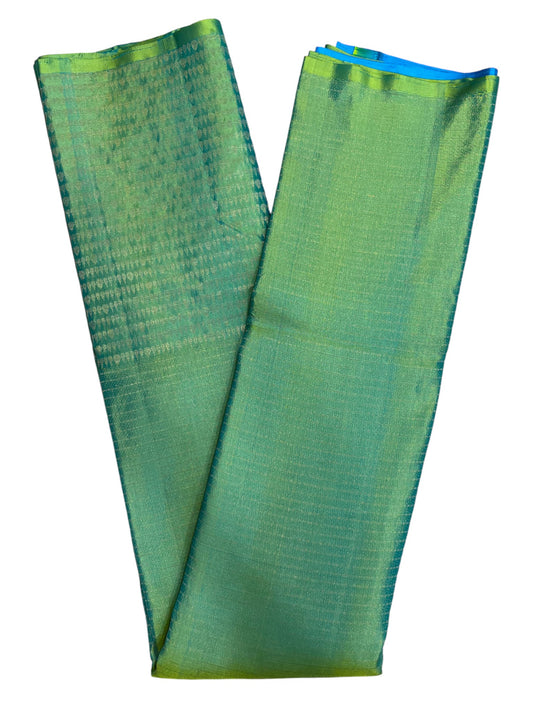 Southloom Pure Handloom Bridal Kanchipuram Silk Saree with Korvai Work (Green& Blue)