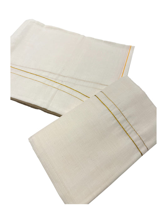 Kerala Cotton Mundum Neriyathum Single (Set Mundu) with Golden Eerkkil Kara