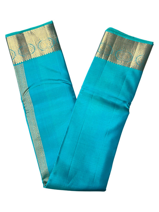 Southloom Pure Handloom Bridal Kanchipuram Silk Saree with Korvai Work (Blue)